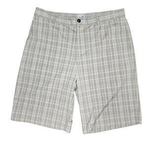 Adidas Mens Size 34 Brown Plaid Flat Front‎ Athletic Golf Shorts